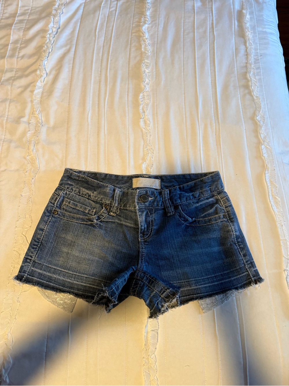 Maurices Dark Blue Distressed Denim Shorts
